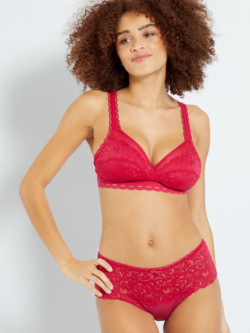 Damskie biustonosze Playtex Maxi Heart Crossover Lace – CZERWONE