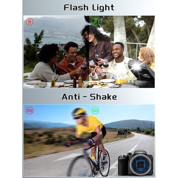 NBD Appareil Photo Numérique, 8K 64MP avec Autofocus et Zoom 16x Écran IPS 3