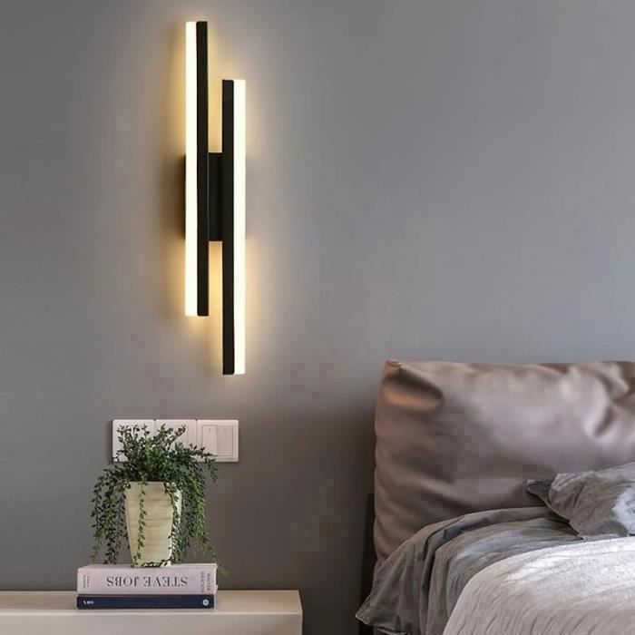 Aplique de pared LED moderno DELIPOP de 16 W con temperatura de color ajustable (3000 K/4000 K/6500 K) para dormitorio, pasillo y entrada – Negro