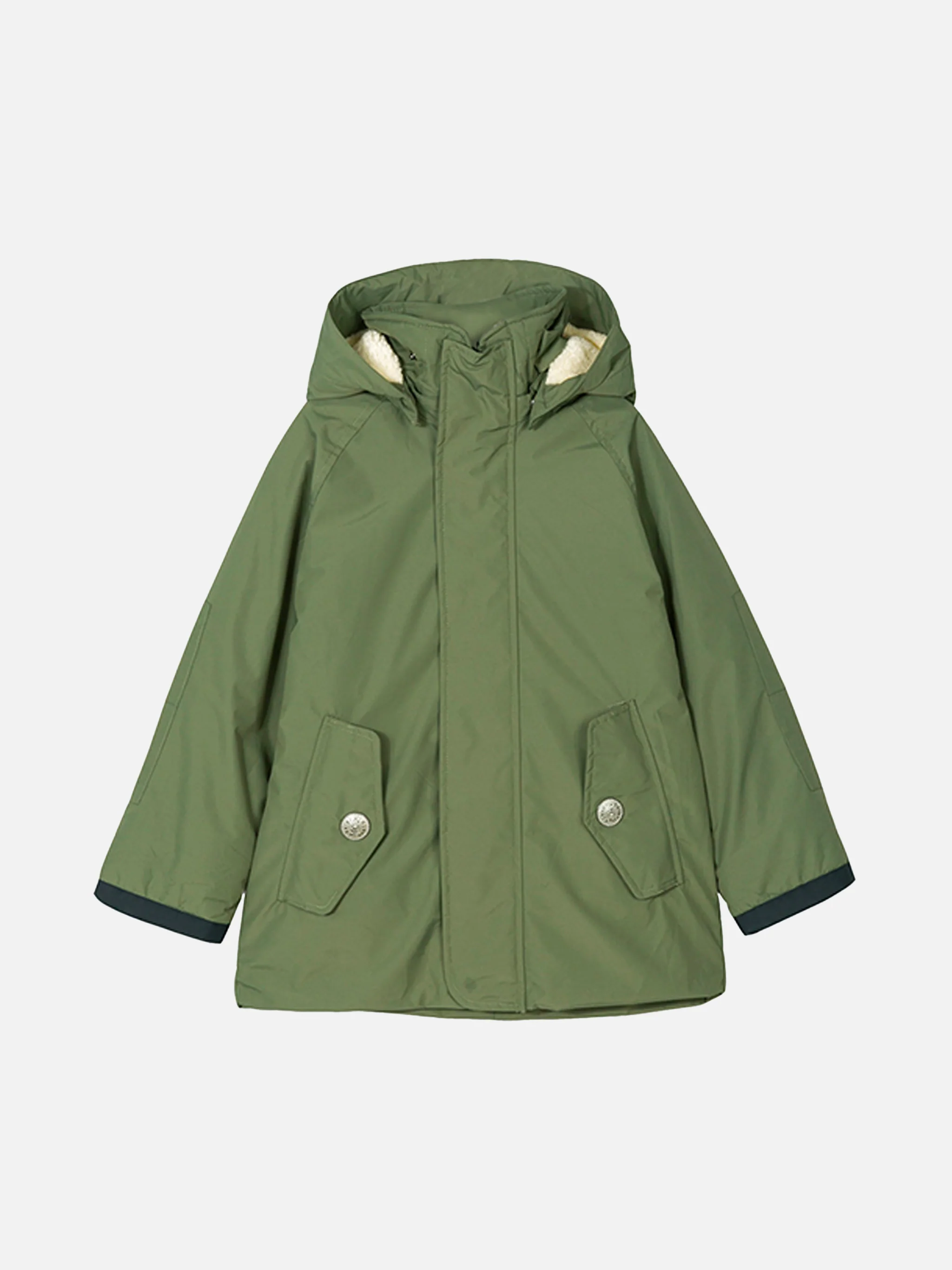 Parka infantil verde militar con capucha