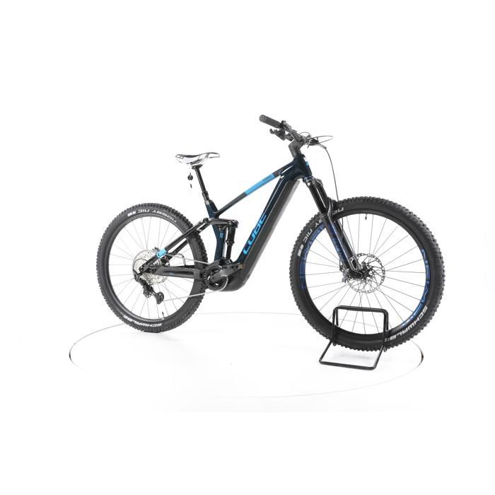 Bicicleta elétrica - Cube Stereo Hybrid 140 HPC SLX - preta - Bicicleta elétrica de montanha com suspensão total - Bosch 750 Wh Recondicionada