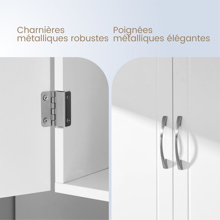 Placard de Rangement Mural, Étagères Réglables, Armoire à Pharmacie pour Salle de Bain, 60 x 60 x 18 cm, Blanc