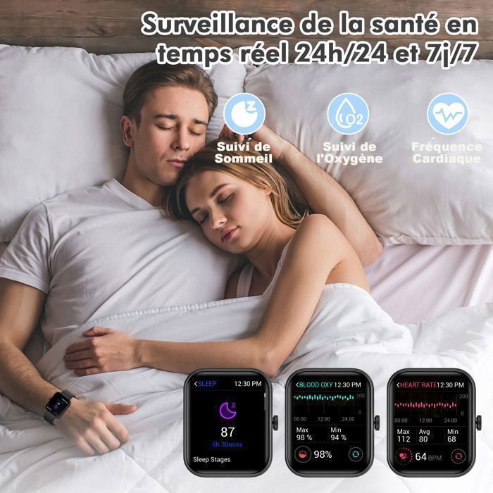 FeipuQu Montre Connectée Homme Femme Appel Bluetooth 1.83