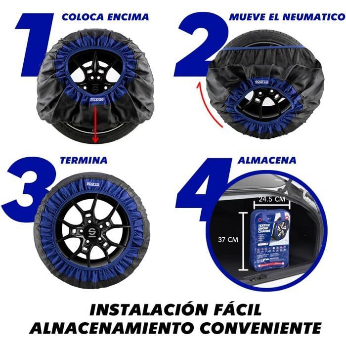 Calcetines de nieve textiles Sparco, talla L - 2 unidades + funda, poliéster de alta resistencia, azul