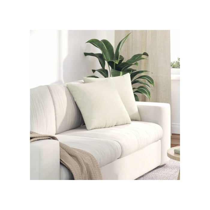 Coussins de canapé en velours - vidaXL - Crème - 45x45x18 cm - Housses amovibles - Rembourrage polyester