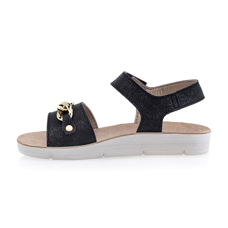  Sandalias negras para niñas / Zapatos de punta abierta