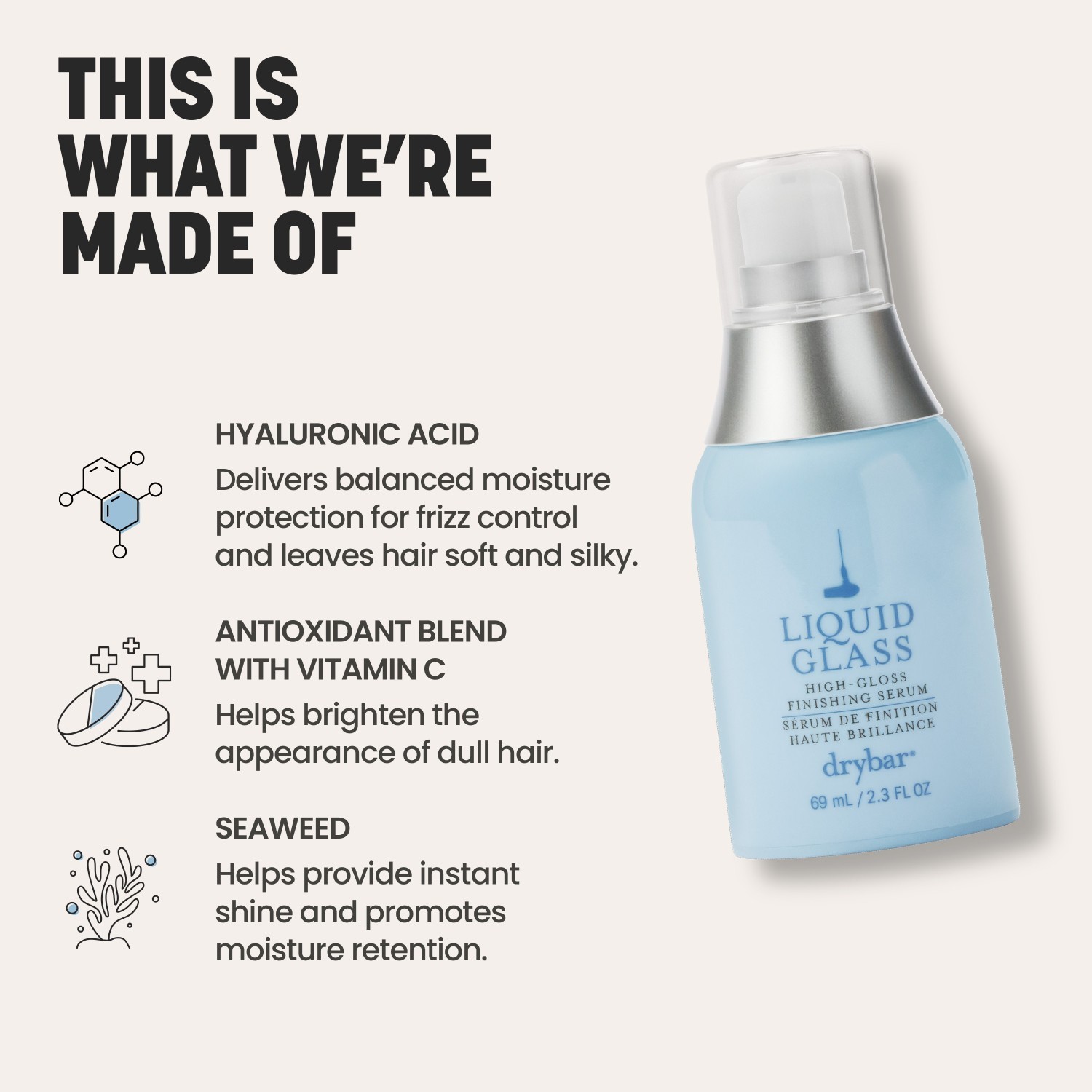 drybar vlasové sérum tekuté sklo s vysokým leskom - 69 ml