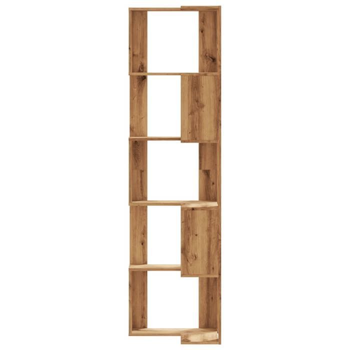 Libreria angolare vidaXL, 5 ripiani, in legno composito di rovere lavorato a mano, libreria angolare, vetrina angolare, 852590