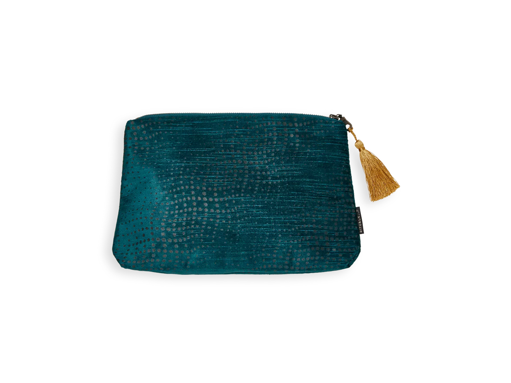 Estuche mediano de terciopelo de algodón Vellore, color azul petróleo.