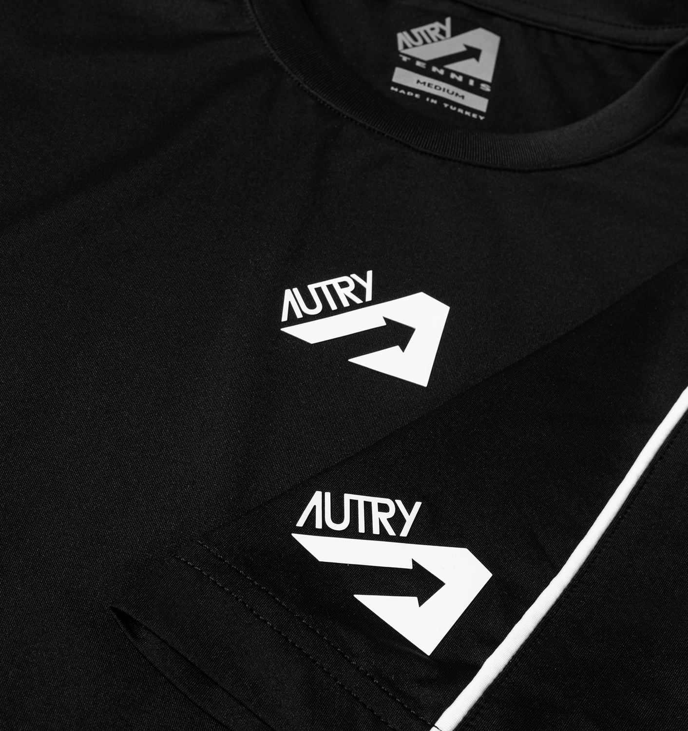 TRICOU DE TENIS NEGRU CU GUARNIȚII CONTRASTANTE