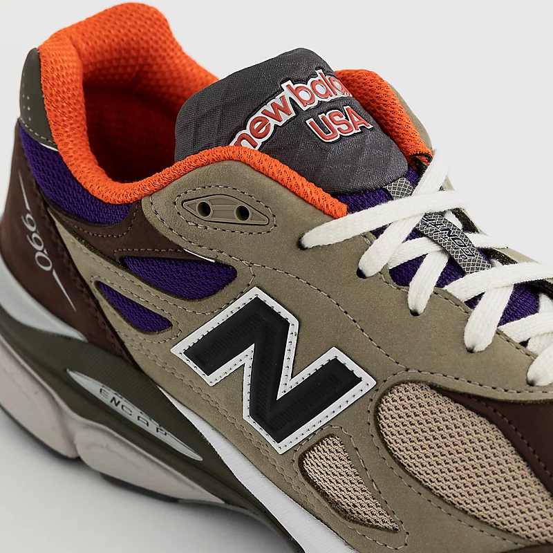 Męskie buty MADE in USA 990v3 - jasnobrązowe z niebieskim
