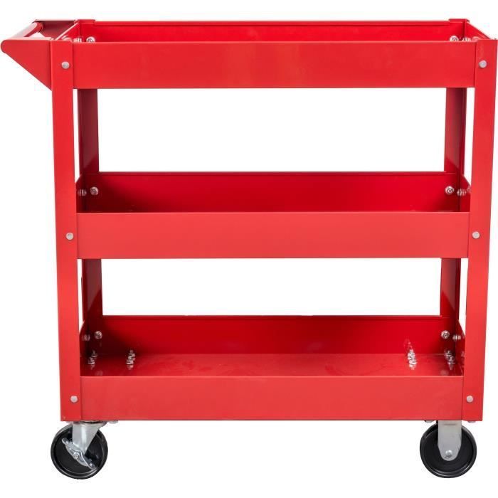 Workshop trolley with 3 shelves on wheels - DOMAC - Red
