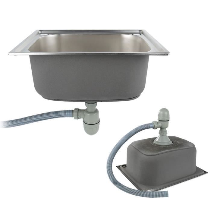 Fregadero de cocina Willonin® de acero inoxidable de 50x40 cm con conexión de desagüe y escurridor reversible.