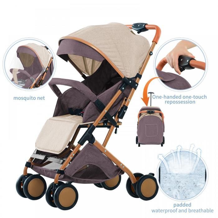 XUANYU Compact Stroller - Combination Stroller - From birth to 4 years - With basket + Mosquito net + Rain cover