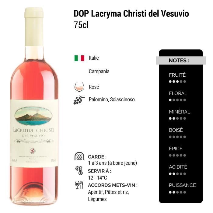 Lacryma Christi del Vesuvio Rosé - Lote de 6x75cl - Cantine Scala - Vinho DOP Rosé - Origem Itália - Castas Palomino, Sciascinoso