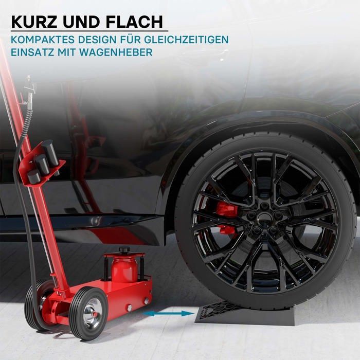 Juego de 2 rampas de acceso extra planas para coches Wiltec – 430 x 235 x 80 mm – Fabricadas en PP resistente – Capacidad máxima 3 t – Calzos para ruedas de vehículos