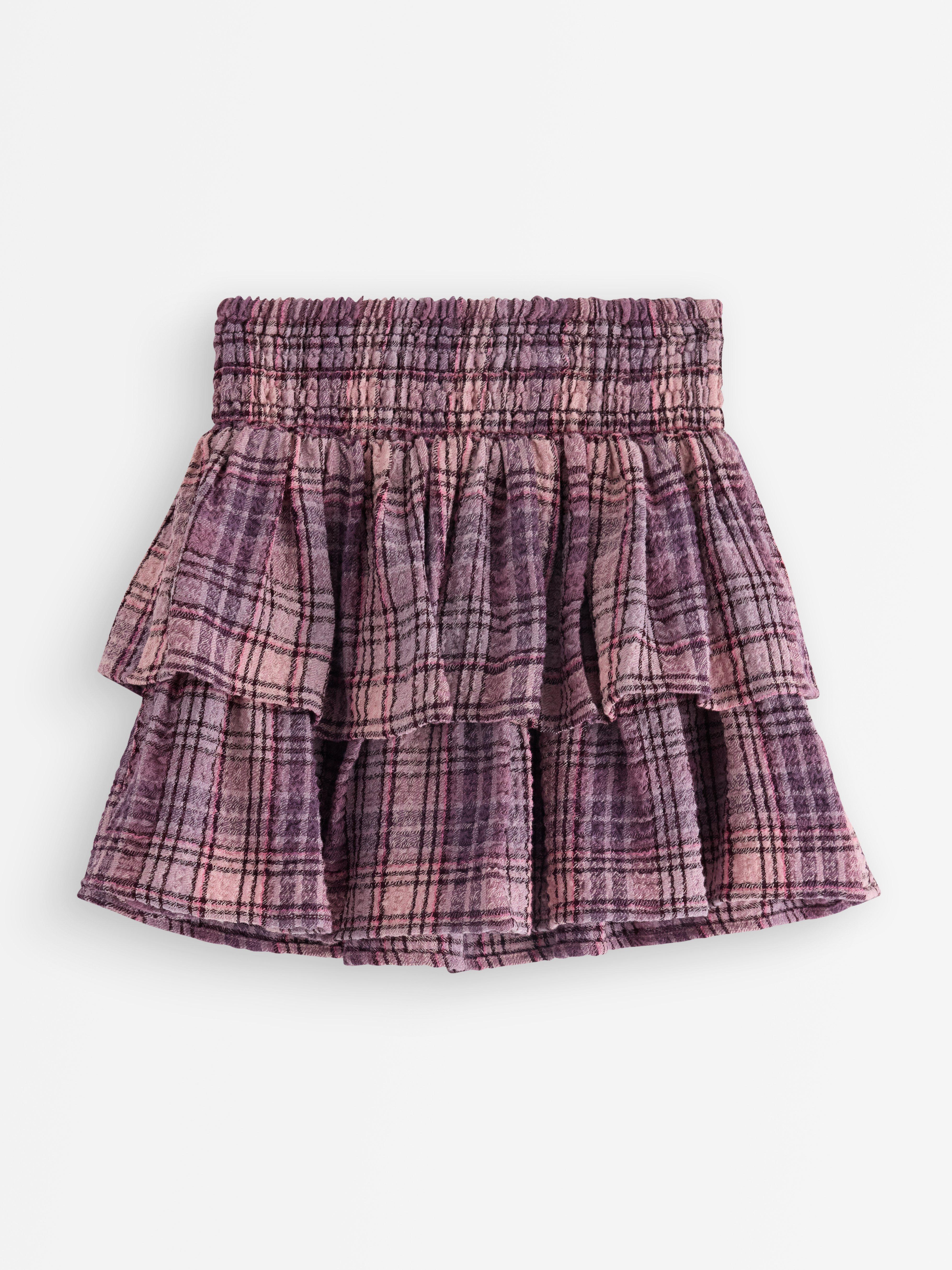 Rutig volangkjol Dusty Pink
