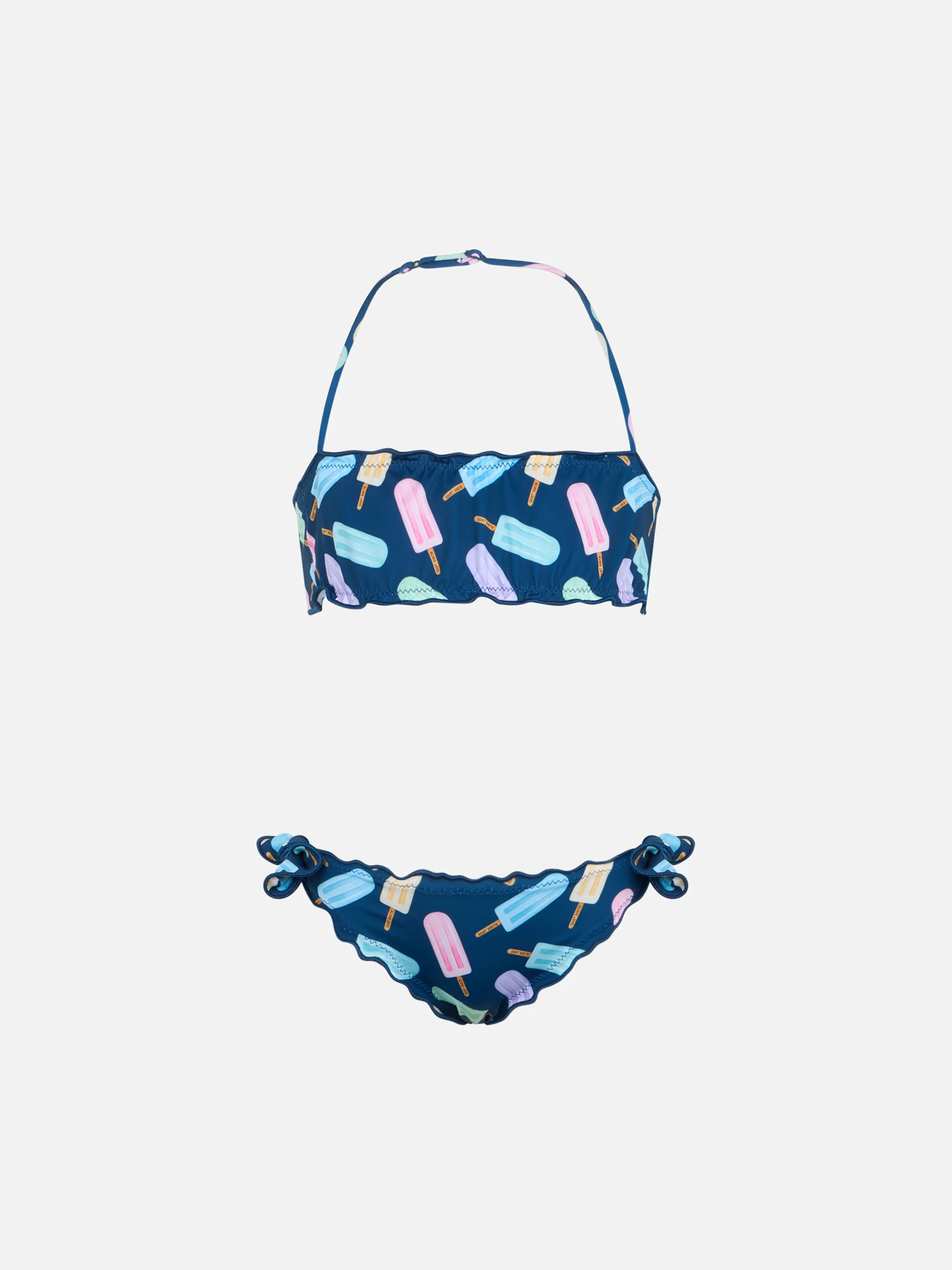 Emy klassieke bandeau bikini voor meisjes met ijslollyprint