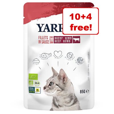 14 x 85 g di Yarrah Biologico Filetti in Salsa, cibo umido per gatti - 10 + 4 in omaggio!*