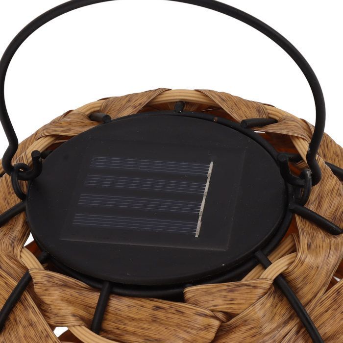 OMABETA Suspension en rotin Lanterne solaire d'extérieur LED étanche en boule de rotin creuse avec poignée pour jardin lampion