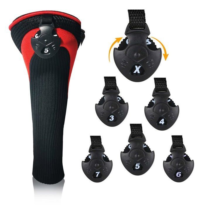 Fundas para palos de golf para maderas de calle, driver e híbrido, con etiquetas numeradas intercambiables y collar de malla largo,