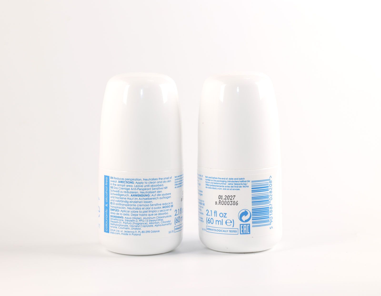 Jautriai odai skirtas antiperspirantas-dezodorantas Rutuliniai dezodorantai