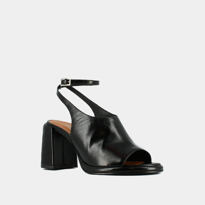 Sandales à talons hauts  en cuir vieilli noir