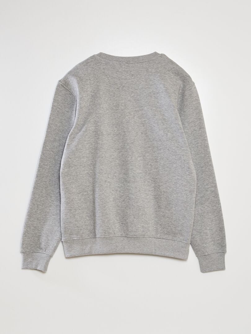 Bedrukte fleece sweater - GRIJS