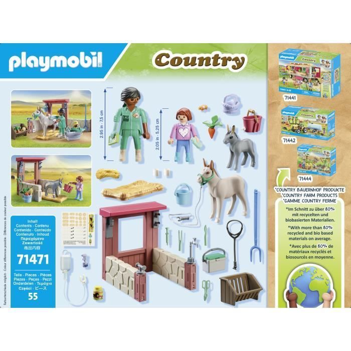 PLAYMOBIL 71471 Dierenarts met boerderijdieren, Plattelandsboerderij, 55 onderdelen, Leeftijd 4+