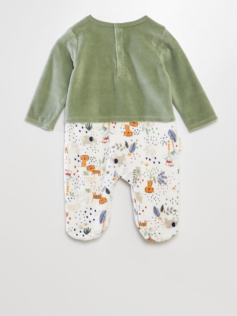 2-in-1 fluwelen playsuit 'Petit Béguin' - GROEN