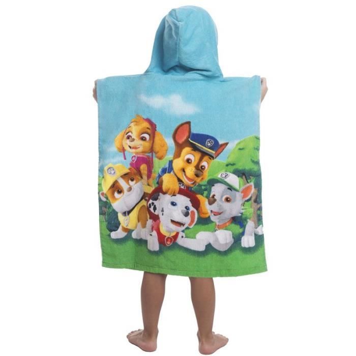 Toalla tipo poncho con capucha de Paw Patrol - Azul - 50 cm x 115 cm - 100 % algodón