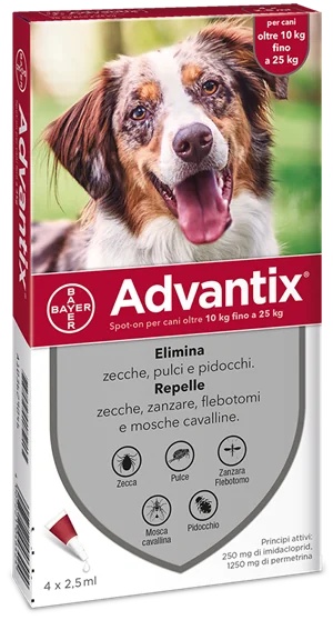 ADVANTIX Advantix Spoton 4 pipetas vermelhas 10 25 kg