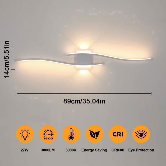DELIPOP LED-wandlamp - 27W - Modern - 3000K warm licht - Aluminium en siliconen - Ideaal voor slaapkamer, trappenhuis - Wit