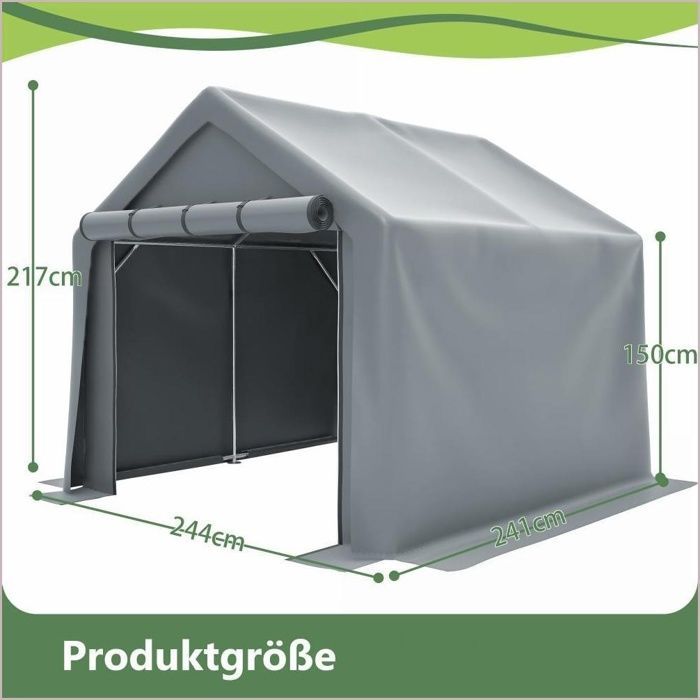 Garagem coberta - Estável, impermeável e multifuncional - Cinza escuro - 244x241x217cm
