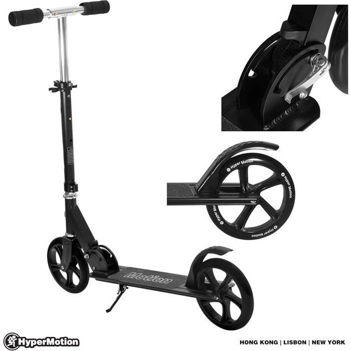 ROCKSTER HyperMotion Kids/Teens Scooter (Max Load 100 kg) Foldable | Foot Brake | 200 mm Wheels | ABEC-7 Anti-Slip | Black