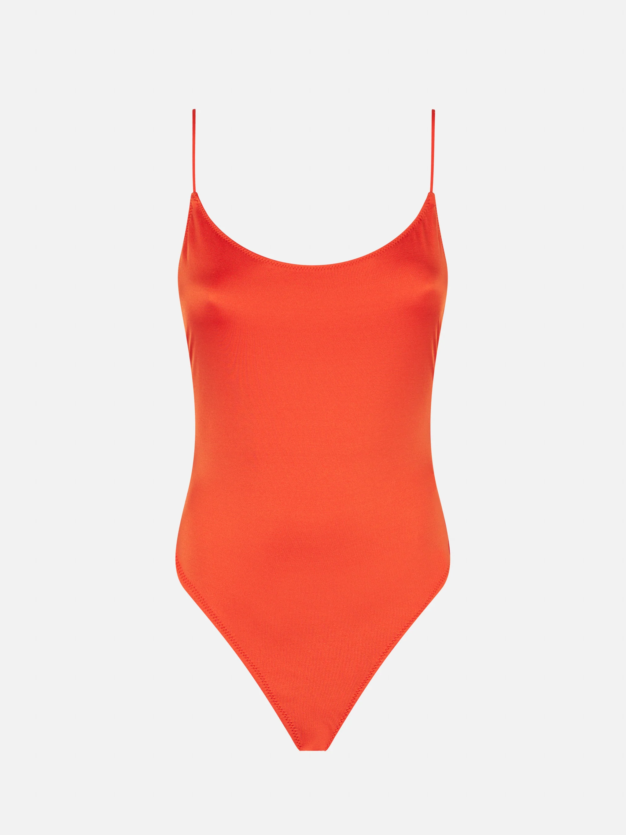 Glanzend oranje badpak uit één stuk