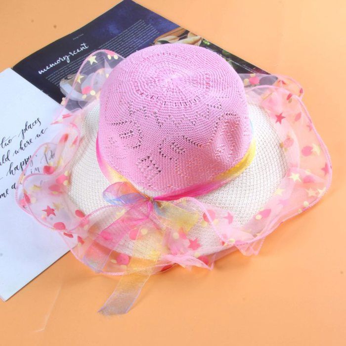 Sombrero de sol FUNMOON para niñas con bolso de paja, protección solar, protección UV, estilo Panamá, nueva colección - 722071