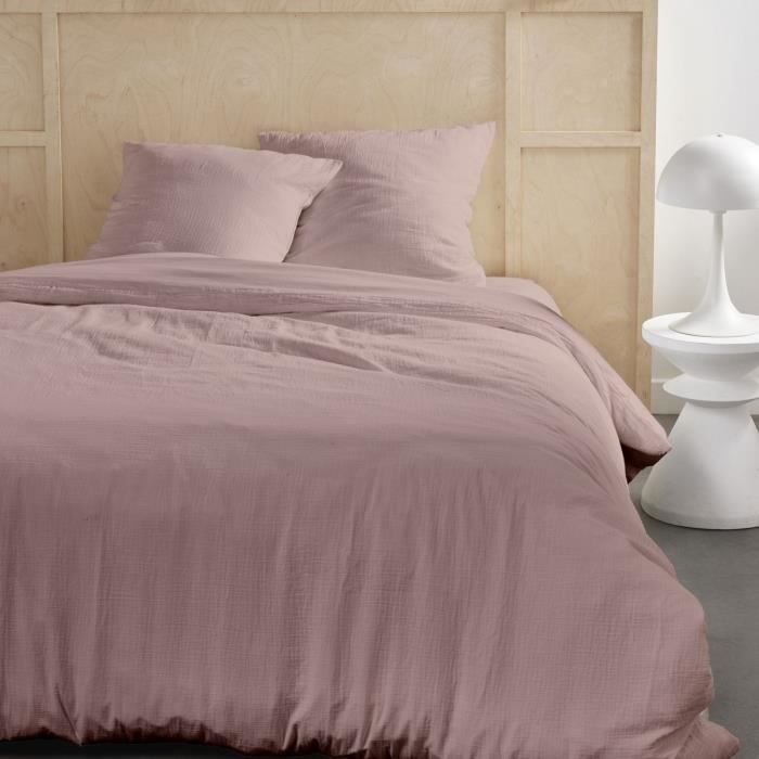 Juego de ropa de cama - HOY - 123667 - 2 personas - 260x240cm - Gasa de algodón lisa - Rosa arena