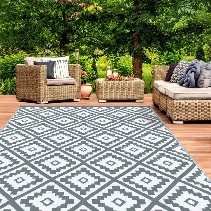 IDMARKET Tapis extérieur BAHAMAS gris 270 x 470 CM