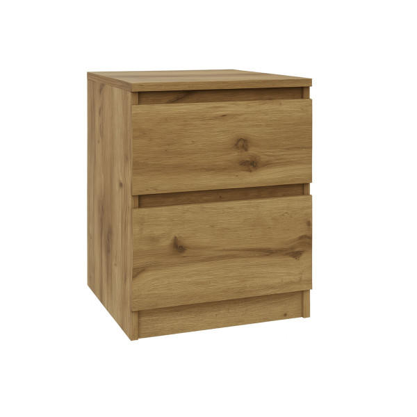 Szafka nocna BASIC 2 szuflady – Dąb Artisan | 40x53x40 cm