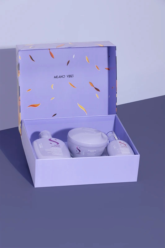 Alfaparf Milano Semi di Lino Smooth Holiday Kit dāvanu komplekts nepaklausīgiem un sprogainiem matiem