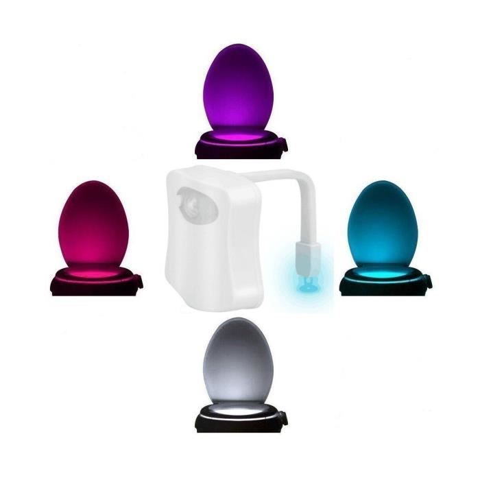 Lámpara de baño LED Leeko con luz nocturna, 8 colores cambiantes, compatible con todos los asientos de inodoro, base de ABS, ángulo de flexión de 270 grados.