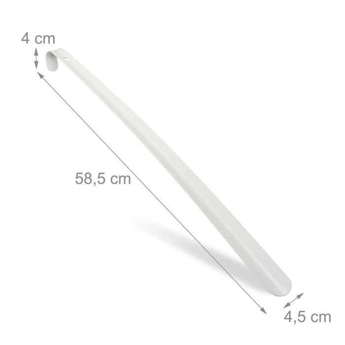 Relaxdays Lot de 2 chausse-pieds, 58,5 cm de longueur, accessoire en métal, à accrocher, pour chaussures, blanc