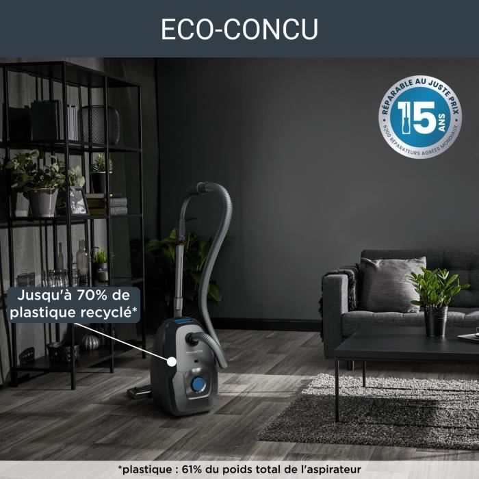 Rowenta Aspirateur avec sac, Moteur basse conso 900 W max, Eco-conçu, Filtration haute efficacité, Rayon action 12m RO4933EA