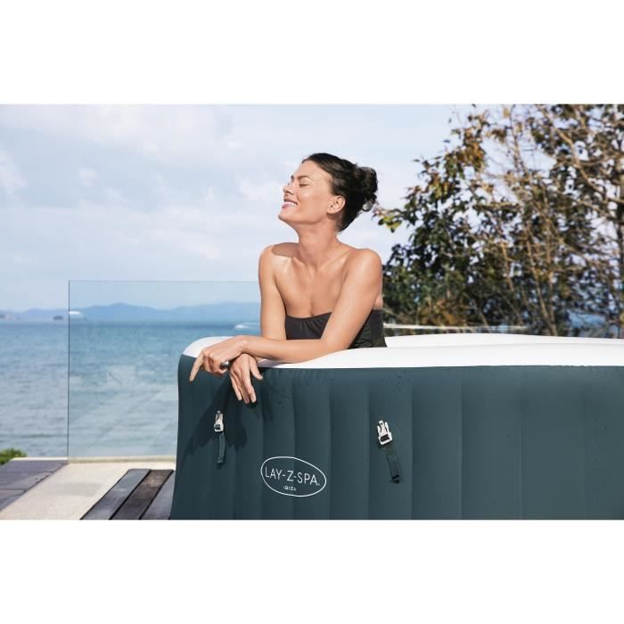 BESTWAY Aufblasbarer Whirlpool – Lay-Z-Spa Ibiza – 140 Luftdüsen – 180 x 180 x 66 cm – Kapazität für 4 bis 6 Personen – Quadratisches Design + Aquascan-Vakuum