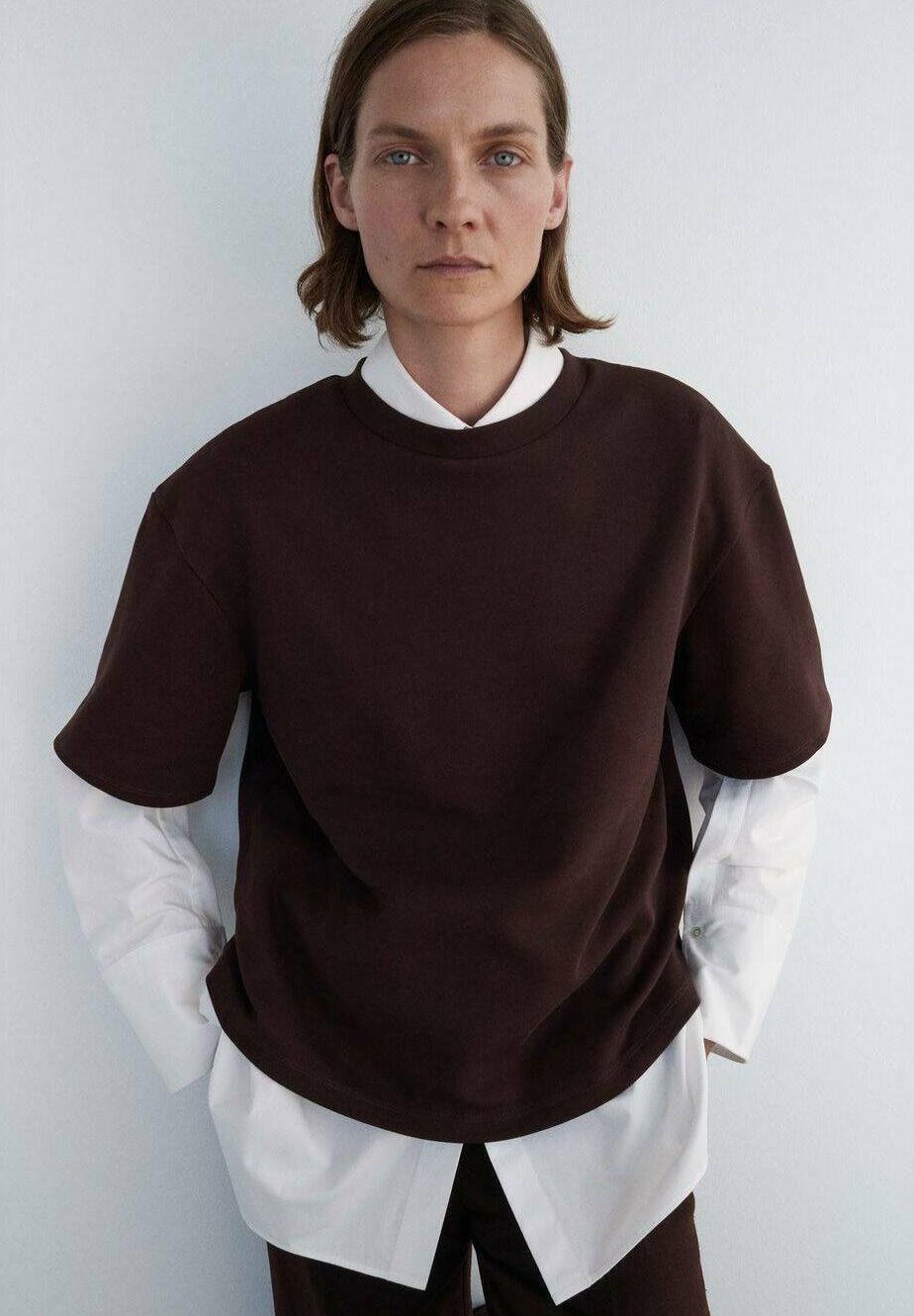 Mango Basic T-shirt - donkerbruin