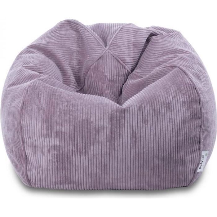 YOKO Corduroy Bean Bag Chair in Purple with Cushion - Luxury Comfort Pouf for Living Room, Bedroom, Modern Interior
