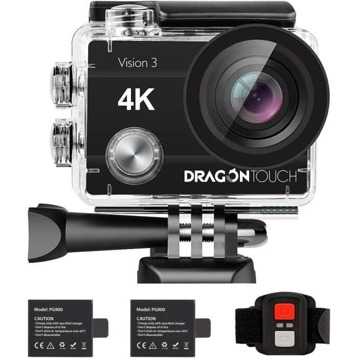 Dragon Touch Vision 3 Waterproof 4K 16 Megapixel Sports Camera with 64GB Extreme Memory Card - Black