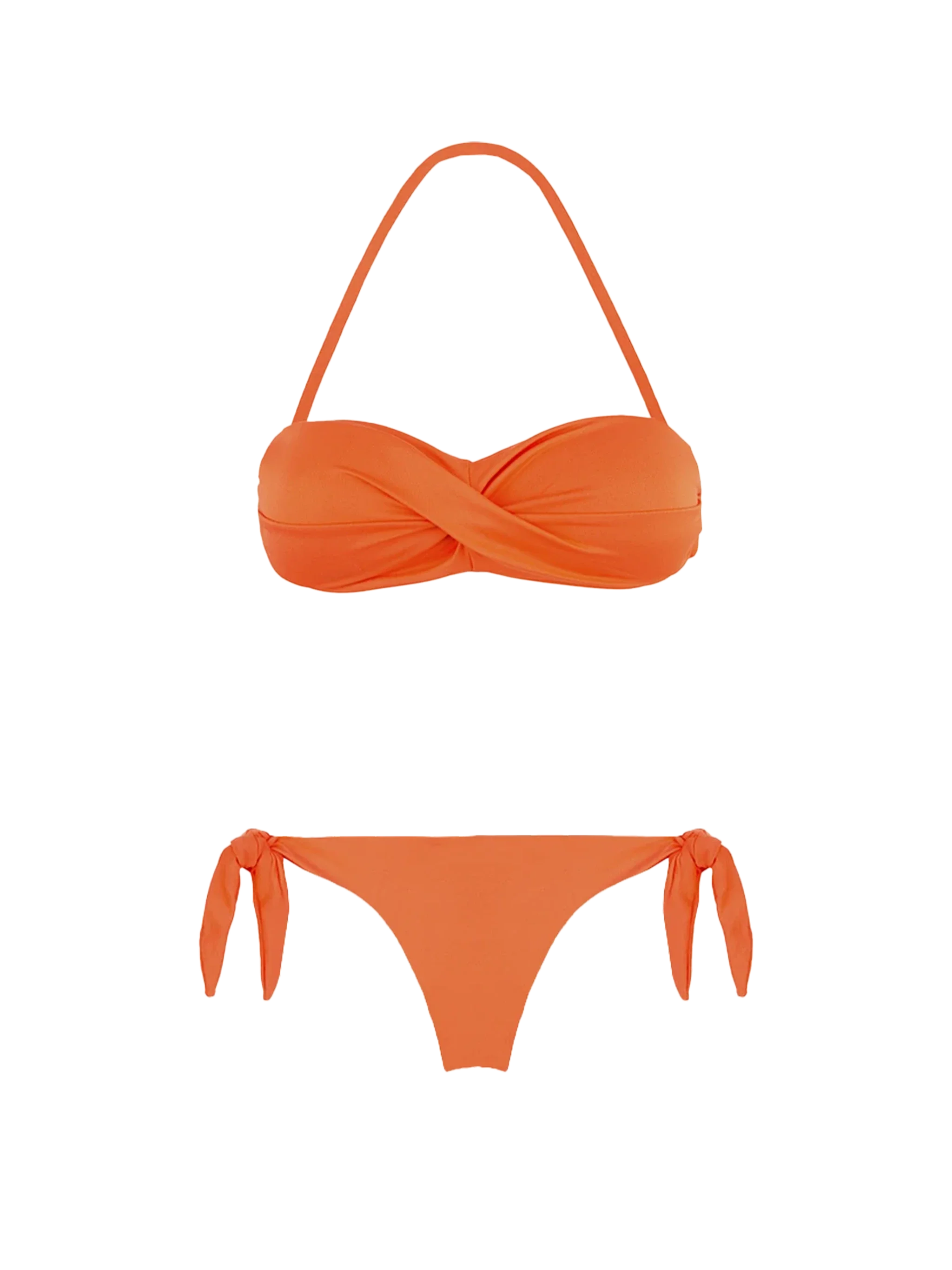 Oranje bikini met gedrapeerde band