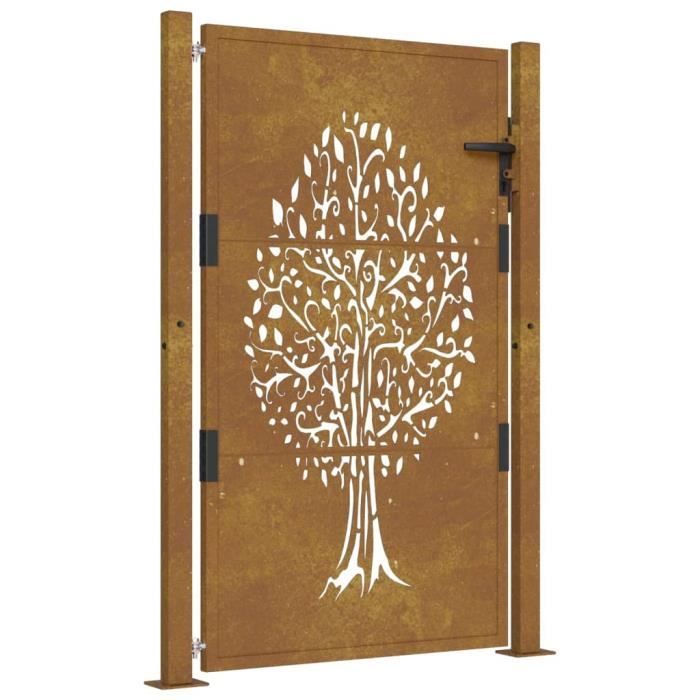 Puerta de jardín - MOTHINESSTO - LY2113 - Acero Corten - 105x155 cm - Sistema con cerradura